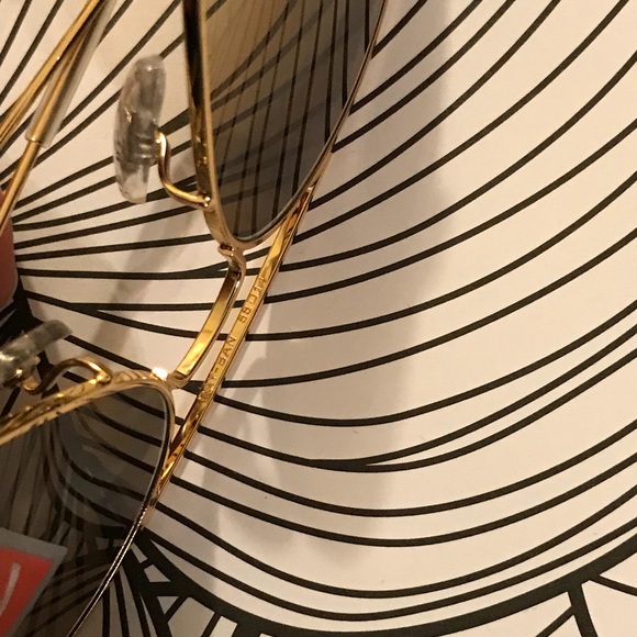 Gradient brown and gold rayban aviator sunglasses - Picture 7 of 8